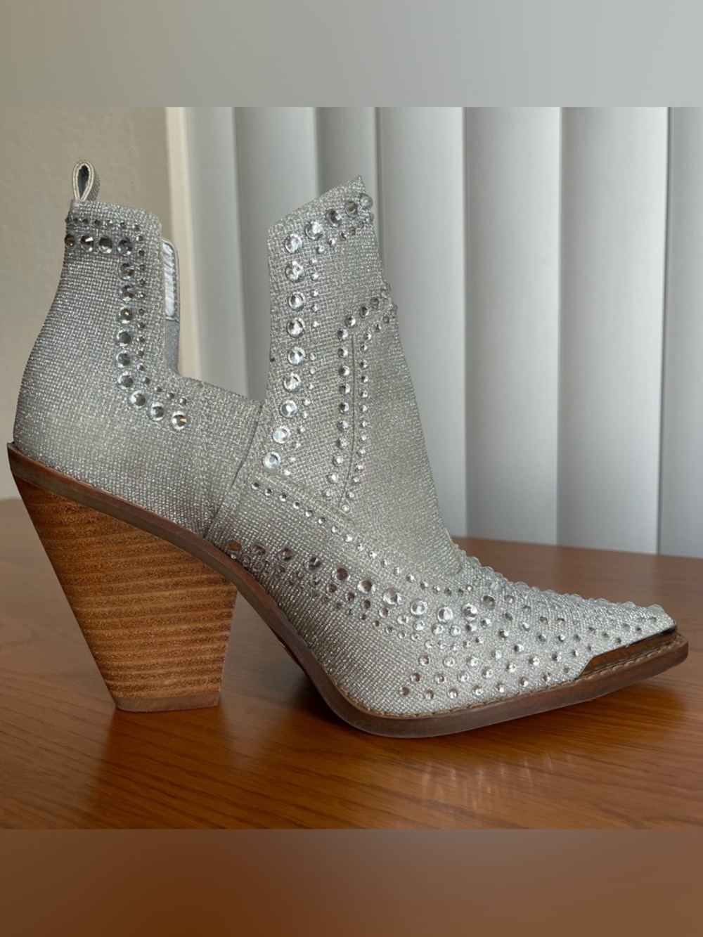 Gianni Bini Brees Rhinestone Metallic Western Booties Size 7.5 - Picture 7 of 16